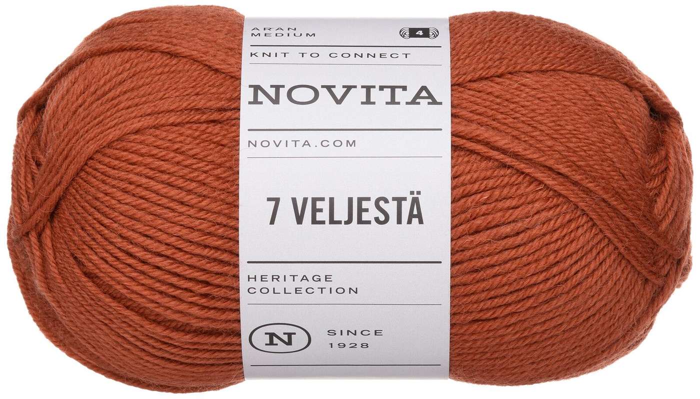 Пряжа Novita 7 от Velje 100г рябина 644 (цвет рябина)