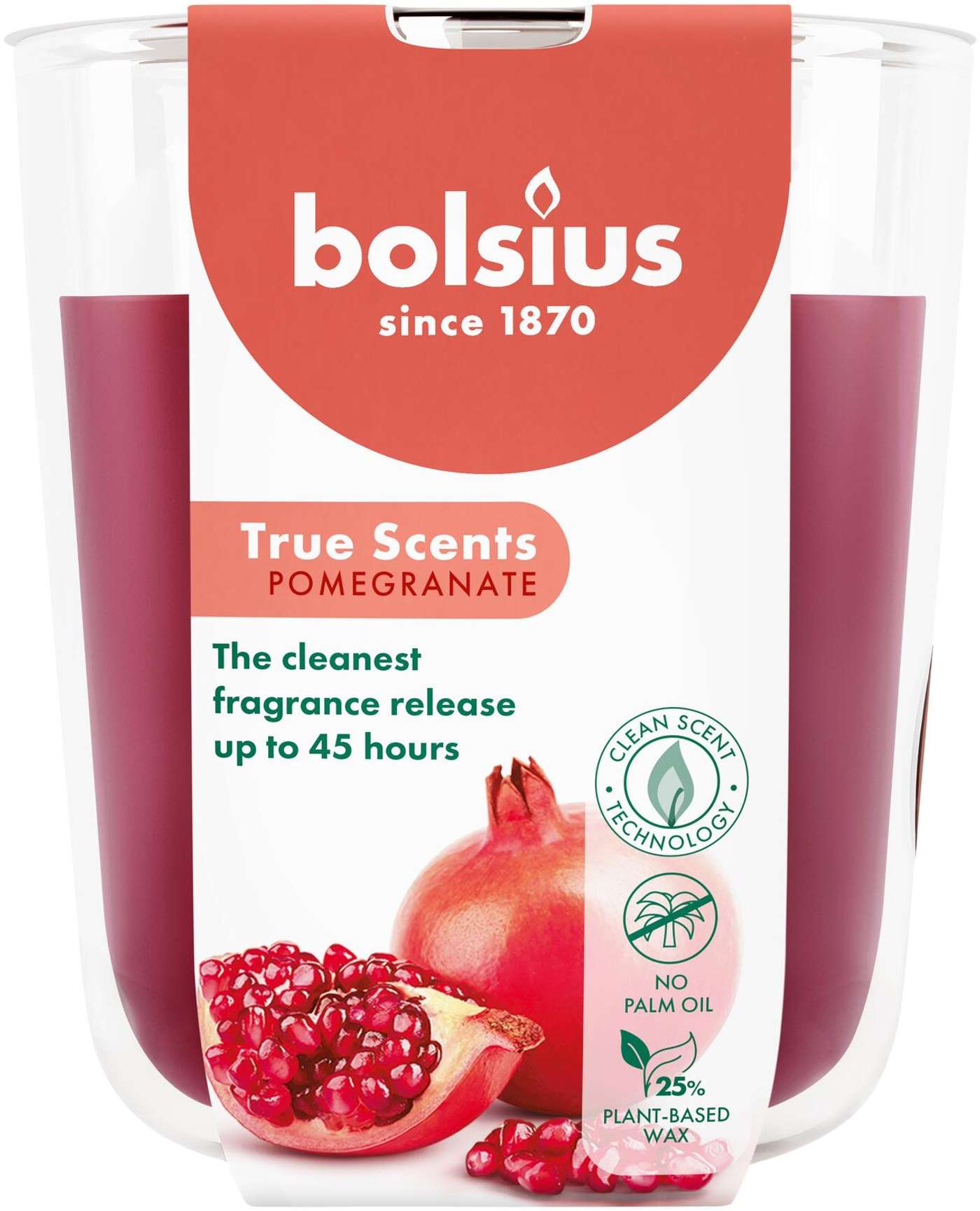 Bolsius True Scents - ароматическая свеча в стакане - Гранат - красная - большая (цвет красный)