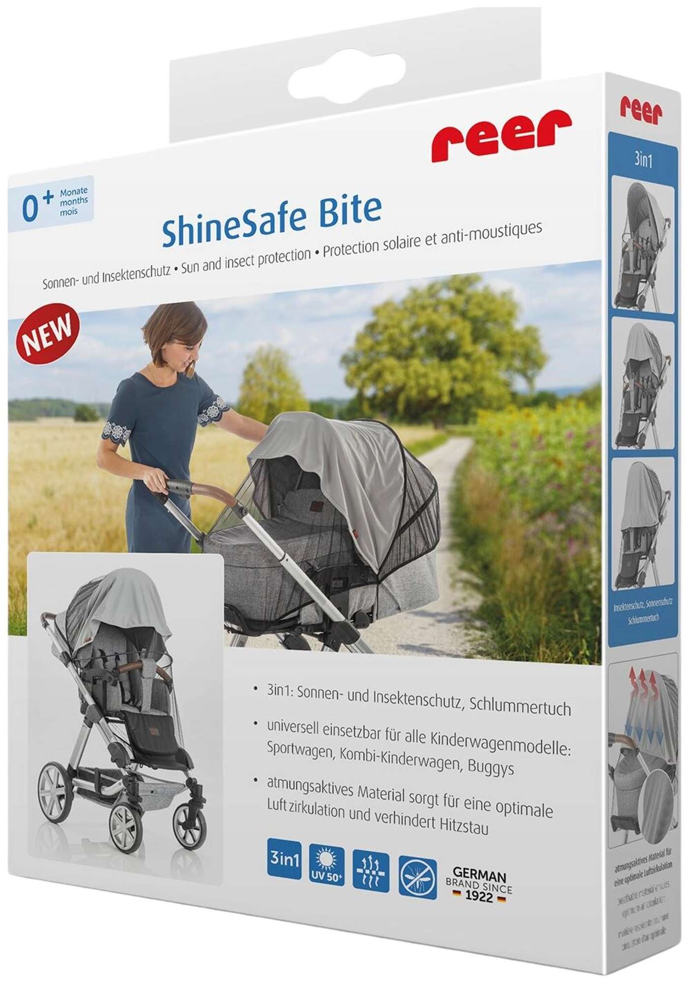 Защита от солнца и насекомых Reer ShineSafe Bite для колясок серая
