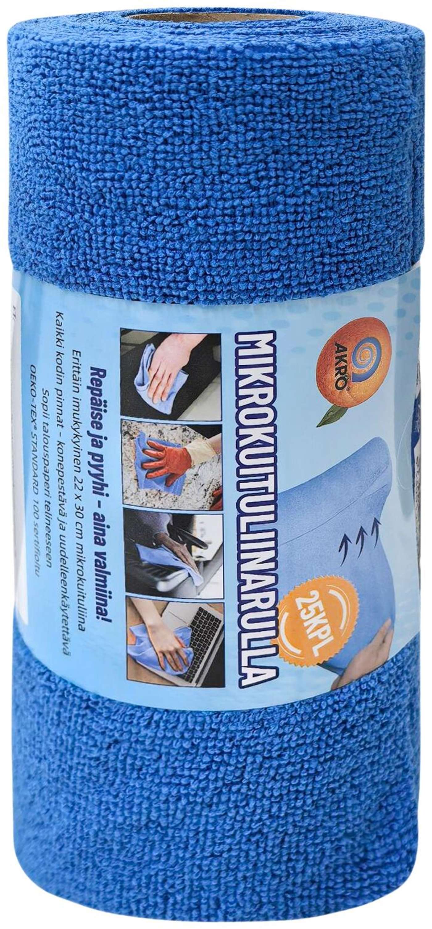 Салфетка из микрофибры Akro в рулонах 25 шт 22х30см (цвет синий)