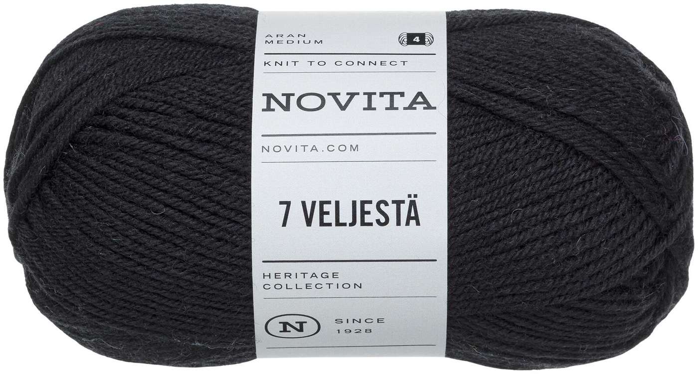 Пряжа Novita 7 от Velje 100 г сажа 099 (цвет сажа)