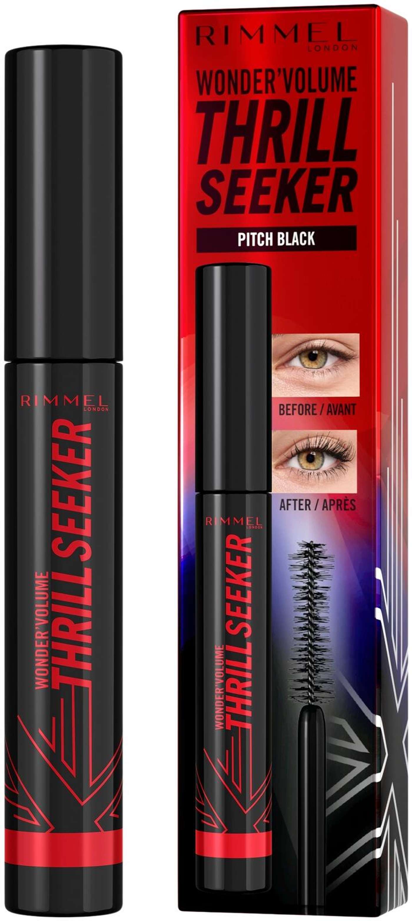 Rimmel Wonder'Volume Thrill Seeker Mascara 8 мл 004 Тушь для ресниц Pitch Black (цвет кромешная тьма)