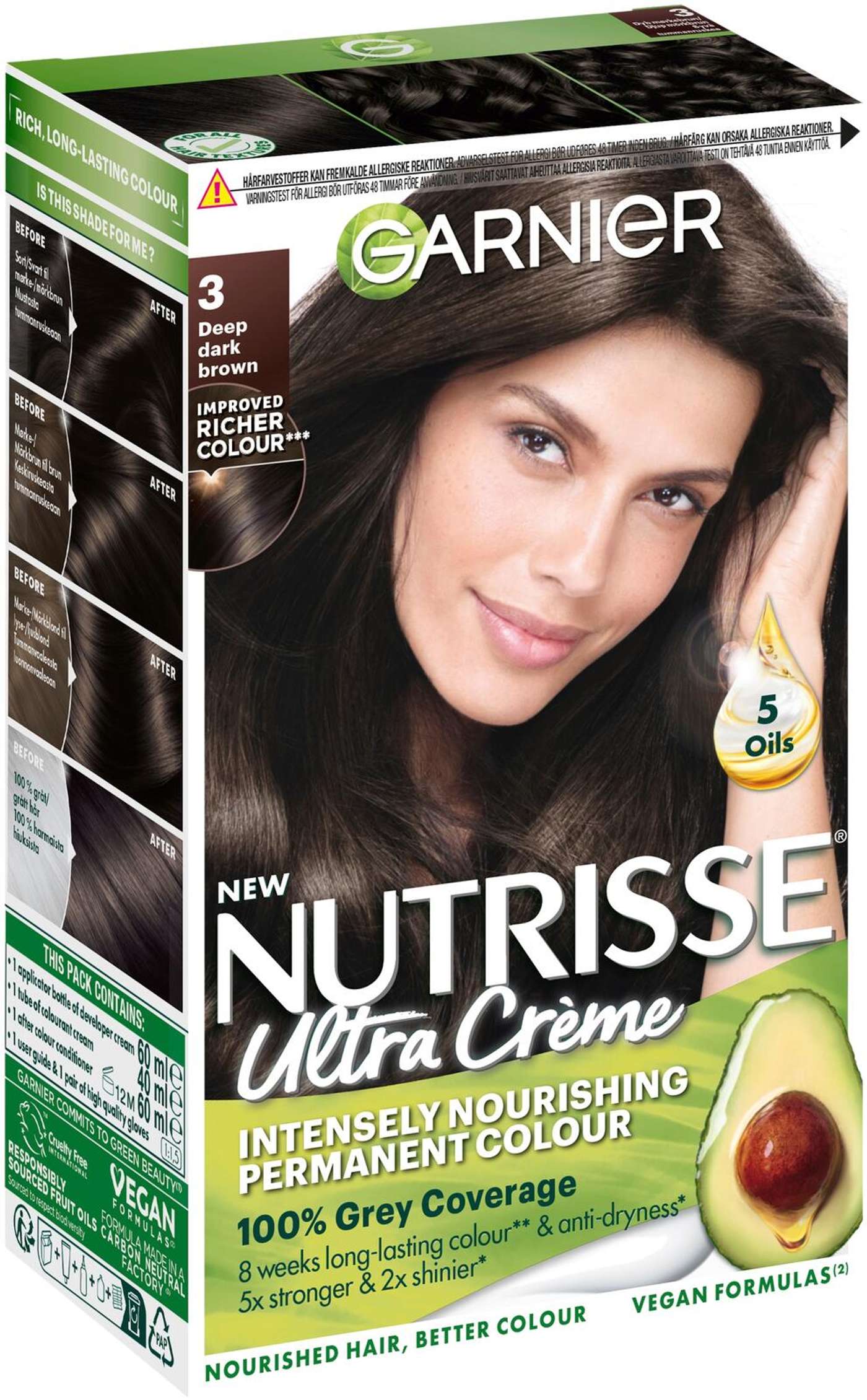 Garnier Nutrisse Ultra Creme 3. 0 Deep Dark Brown Глубокий темно-коричневый перманентный краситель 1 шт. (цвет Глубокий темно-коричневый)