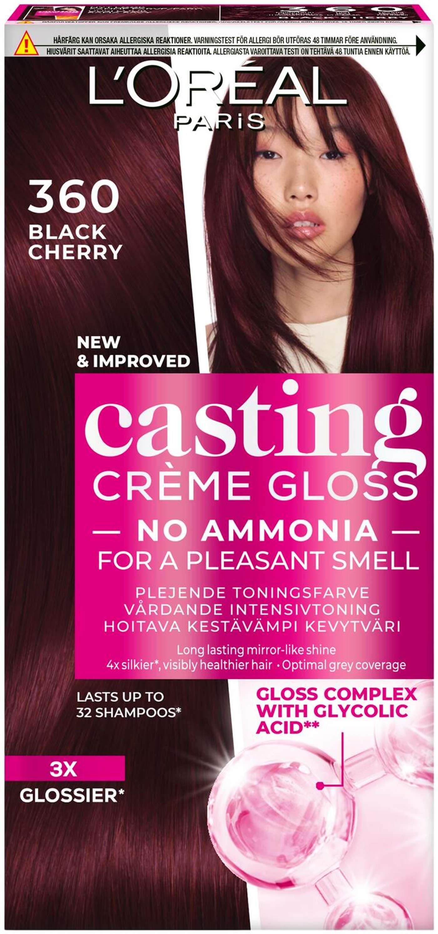 L'Oréal Paris Casting Crème Gloss 360 Black Cherry Темно-красный коричневый светлый цвет 1шт (цвет Черная вишня)