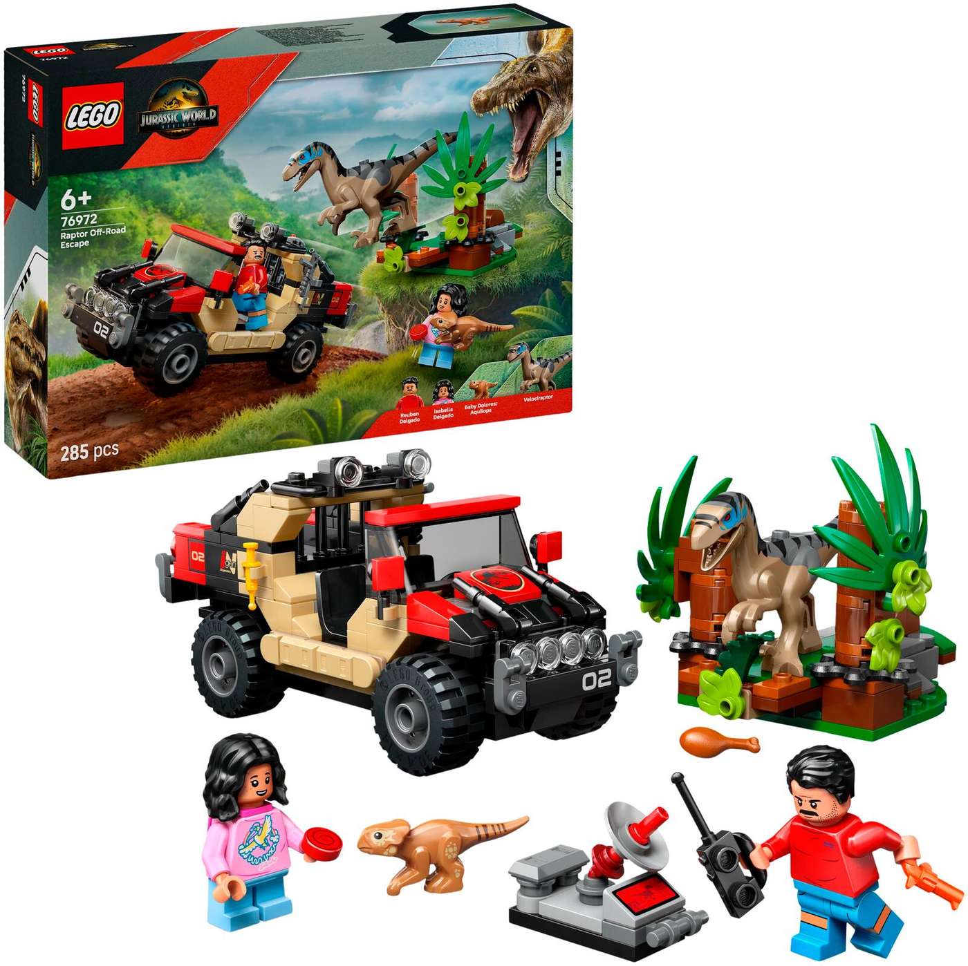 LEGO® Jurassic World Хищник и побег на внедорожнике 76972