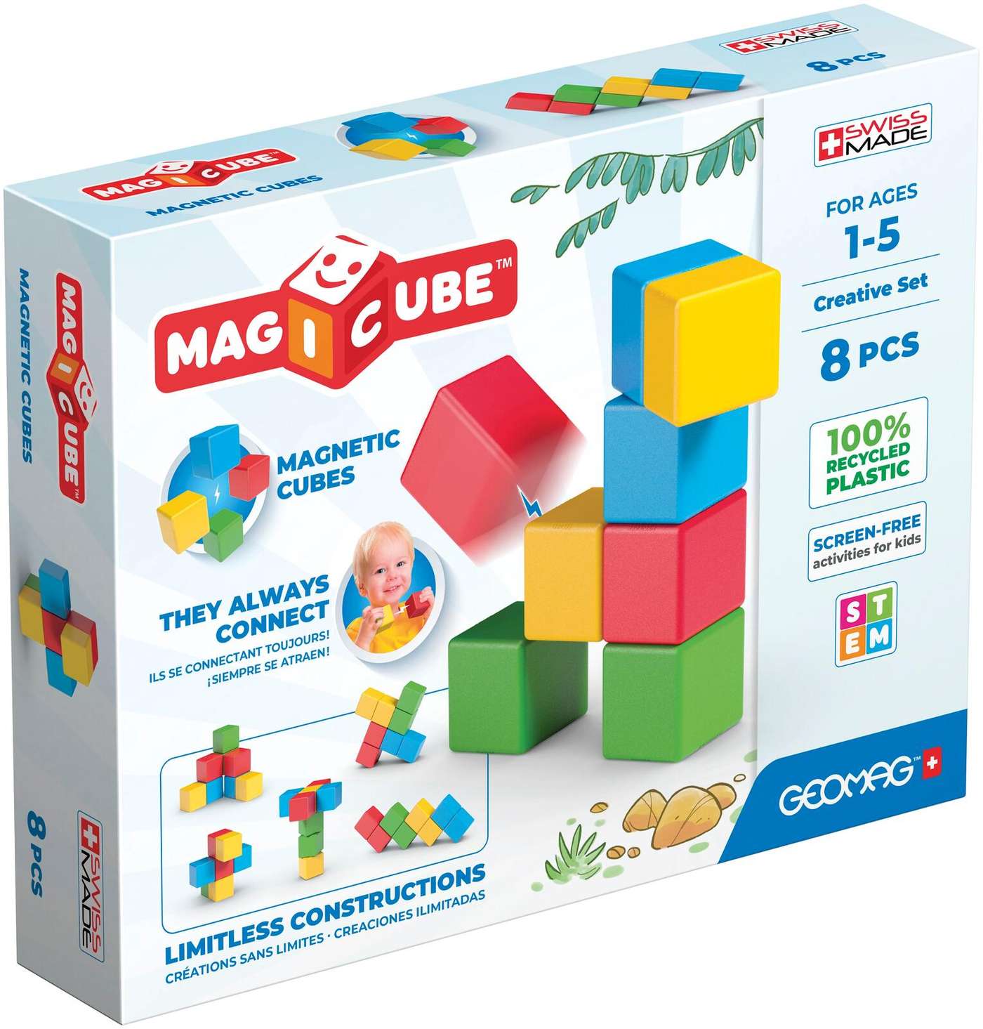 Магнитные строительные блоки Geomag Magicube, 8 деталей.