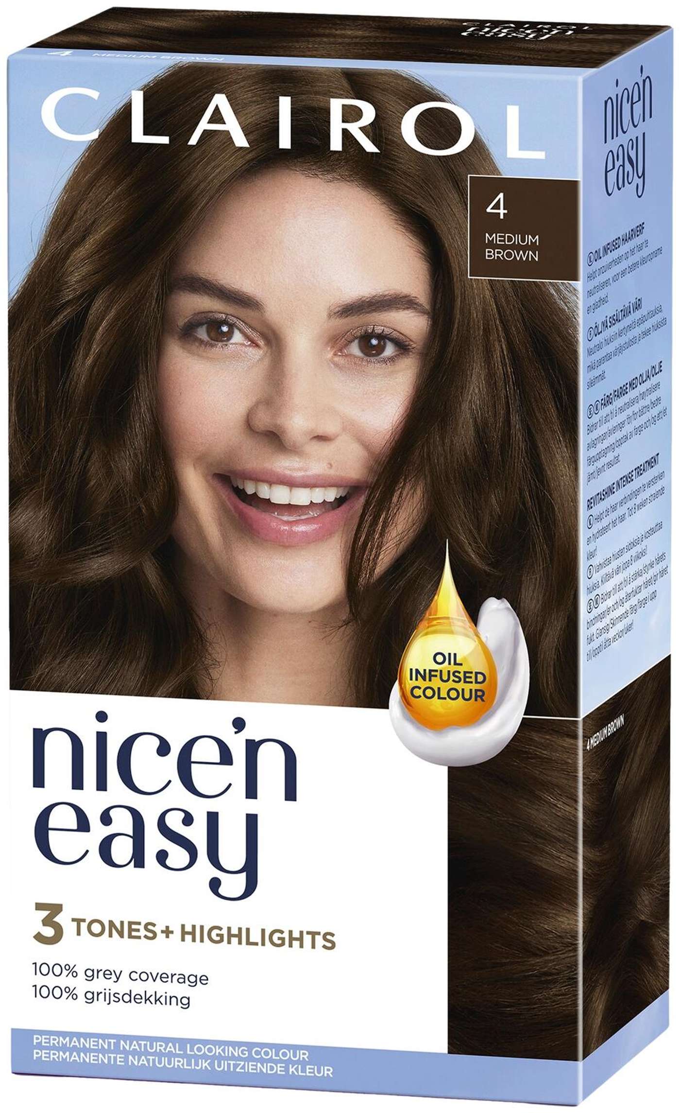 Clairol Nice'n Easy перманентный цвет 4 средне-коричневый