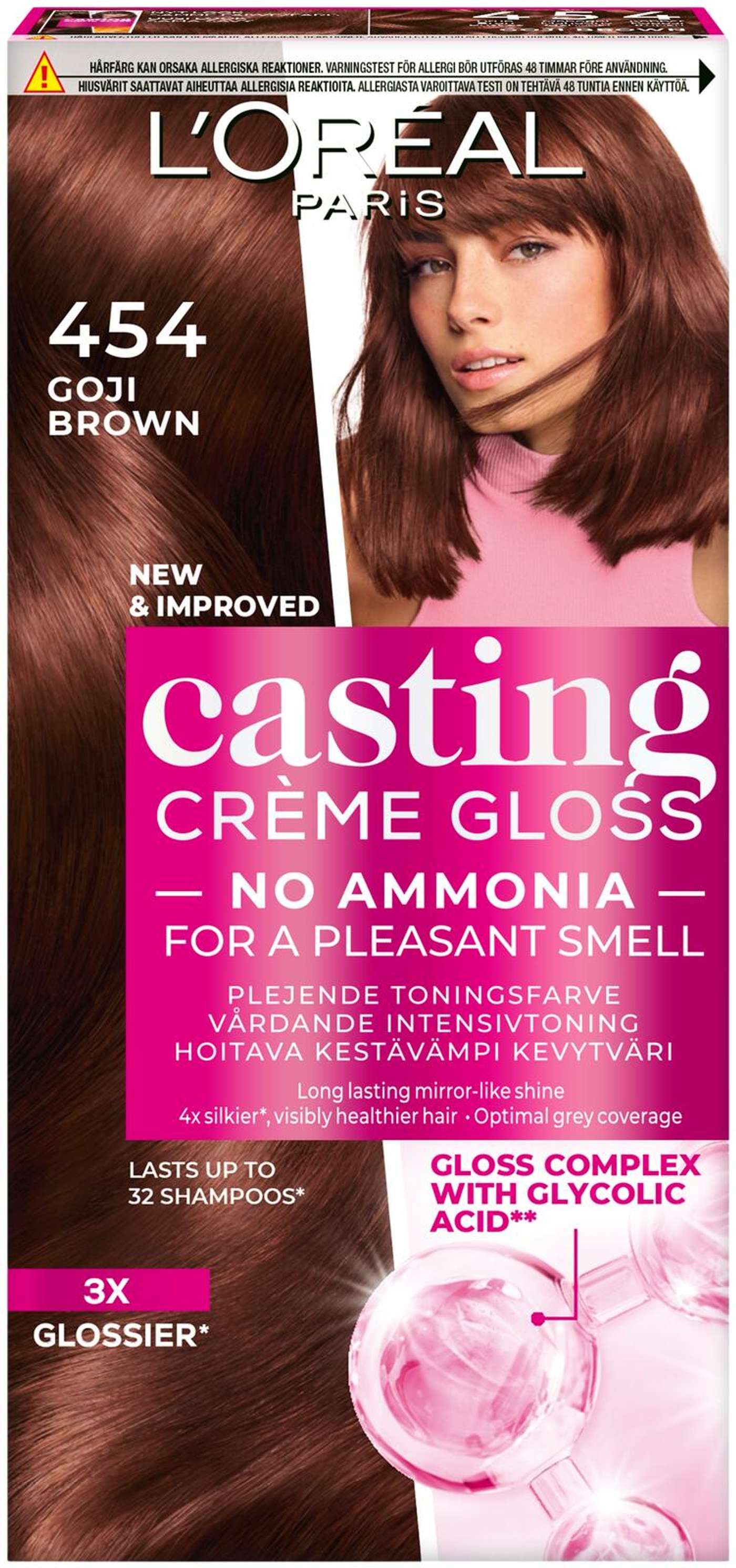 L'Oréal Paris Casting Crème Gloss 454 Goji Brown Copper красно-коричневый светлый цвет 1шт (цвет Годжи Браун)