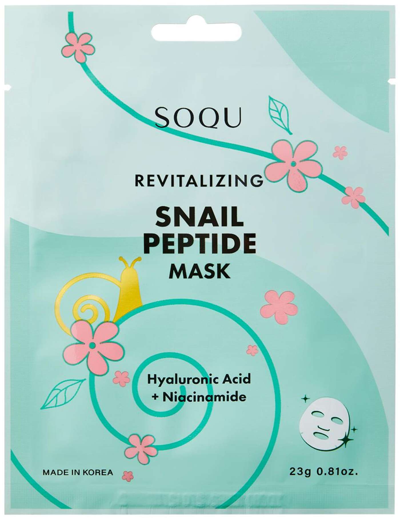 Тканевая маска Soqu snail Peptide 1 шт.