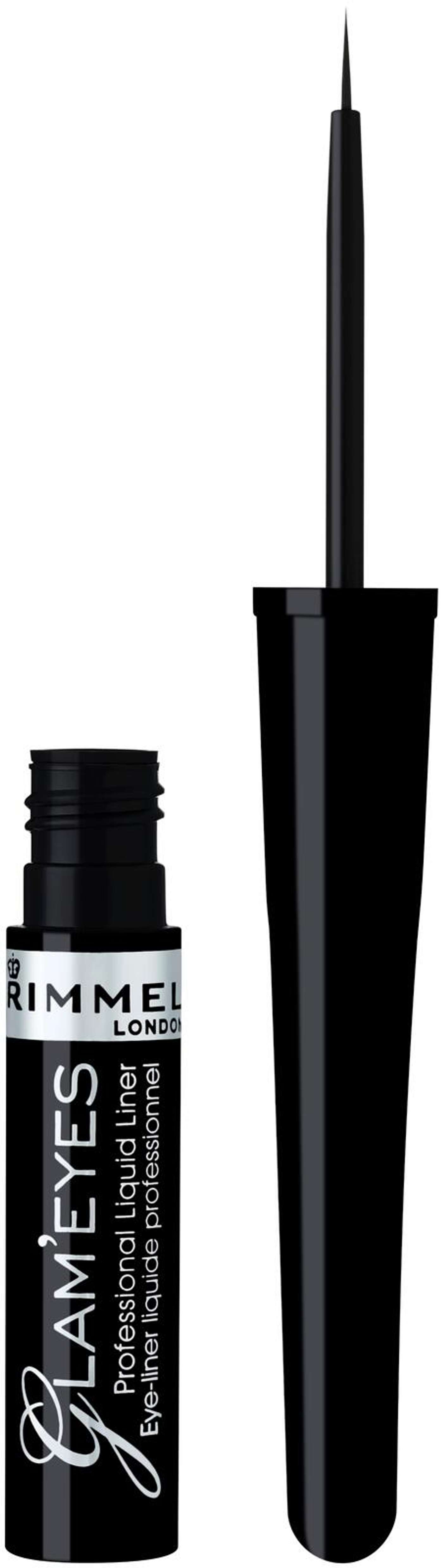 Rimmel 3, 5 мл Glam'Eyes Professional Liquid Eyeliner 001 Черная жидкая подводка для глаз Glam'Eyes (цвет Черный Гламур)