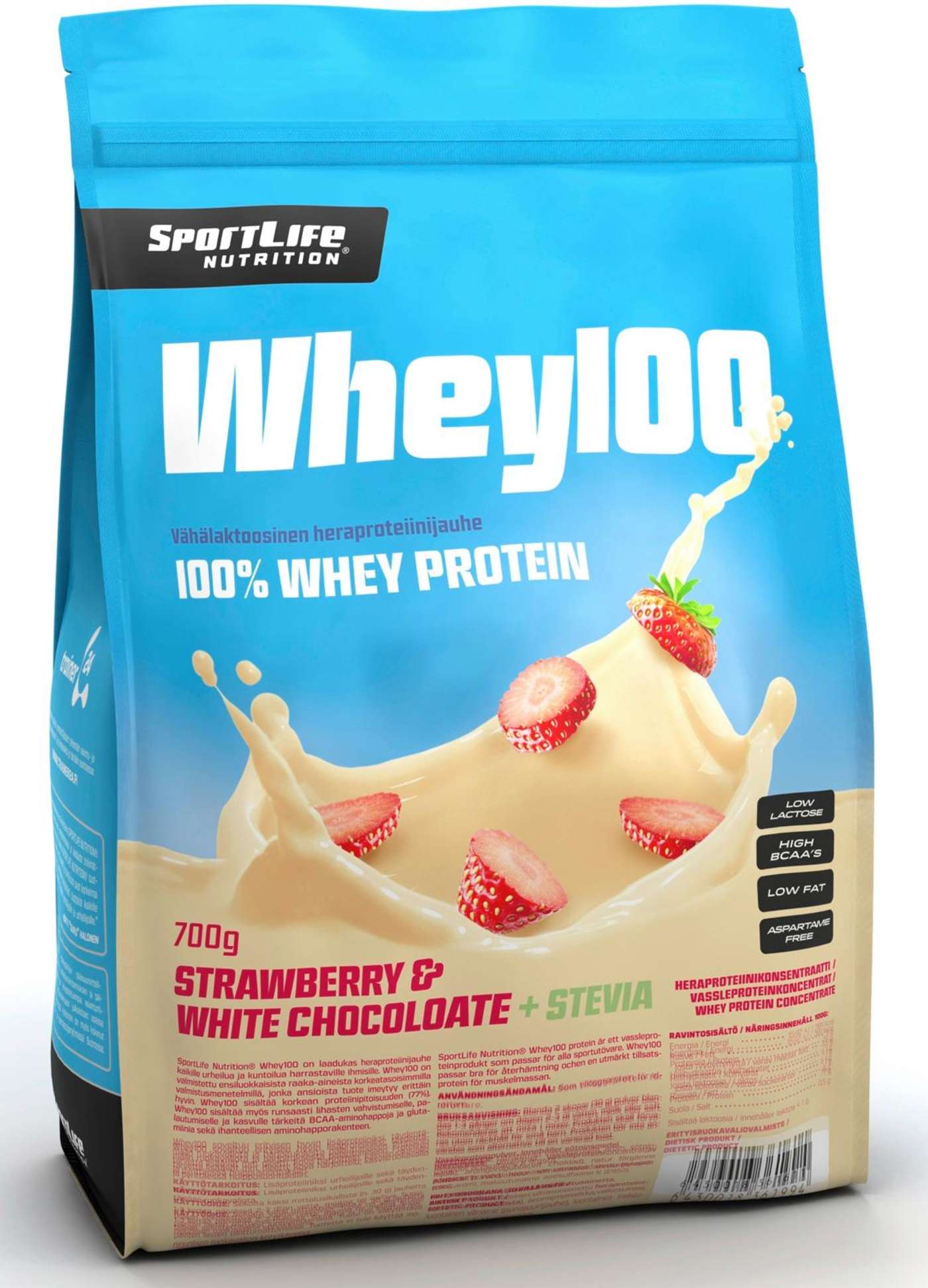 SportLife Nutrition Whey100 700г сывороточный протеиновый порошок из белого шоколада и клубники