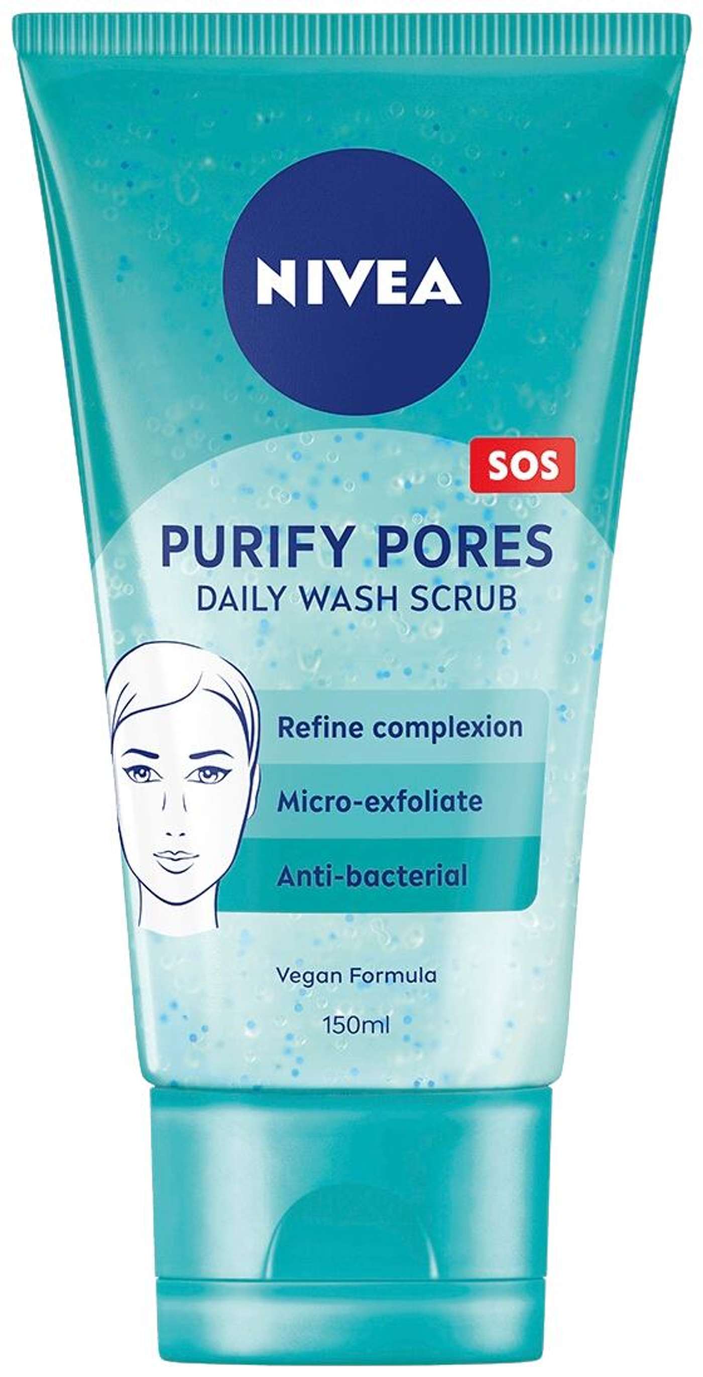 NIVEA 150 мл Purify Pores Daily Wash Scrub очищающий гель-скраб