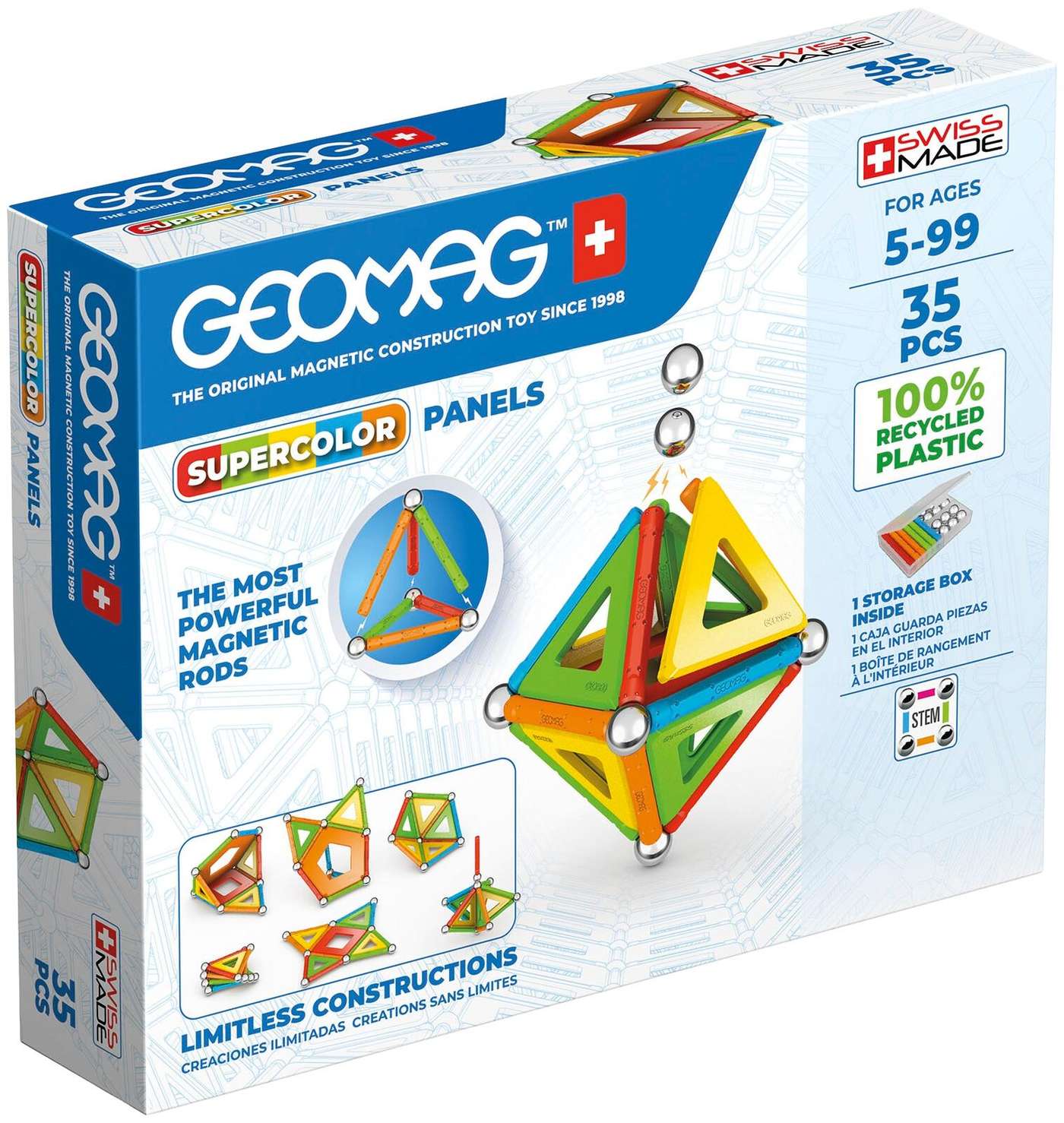Магнитный конструктор Geomag Supercolor Panels, 35 деталей