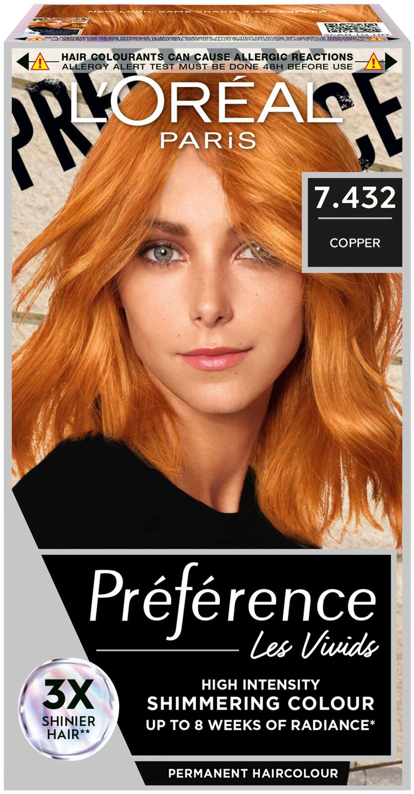 L'Oréal Paris Préférence Vivid Colors Медный интенсивный перманентный краситель 1шт (цвет медь)