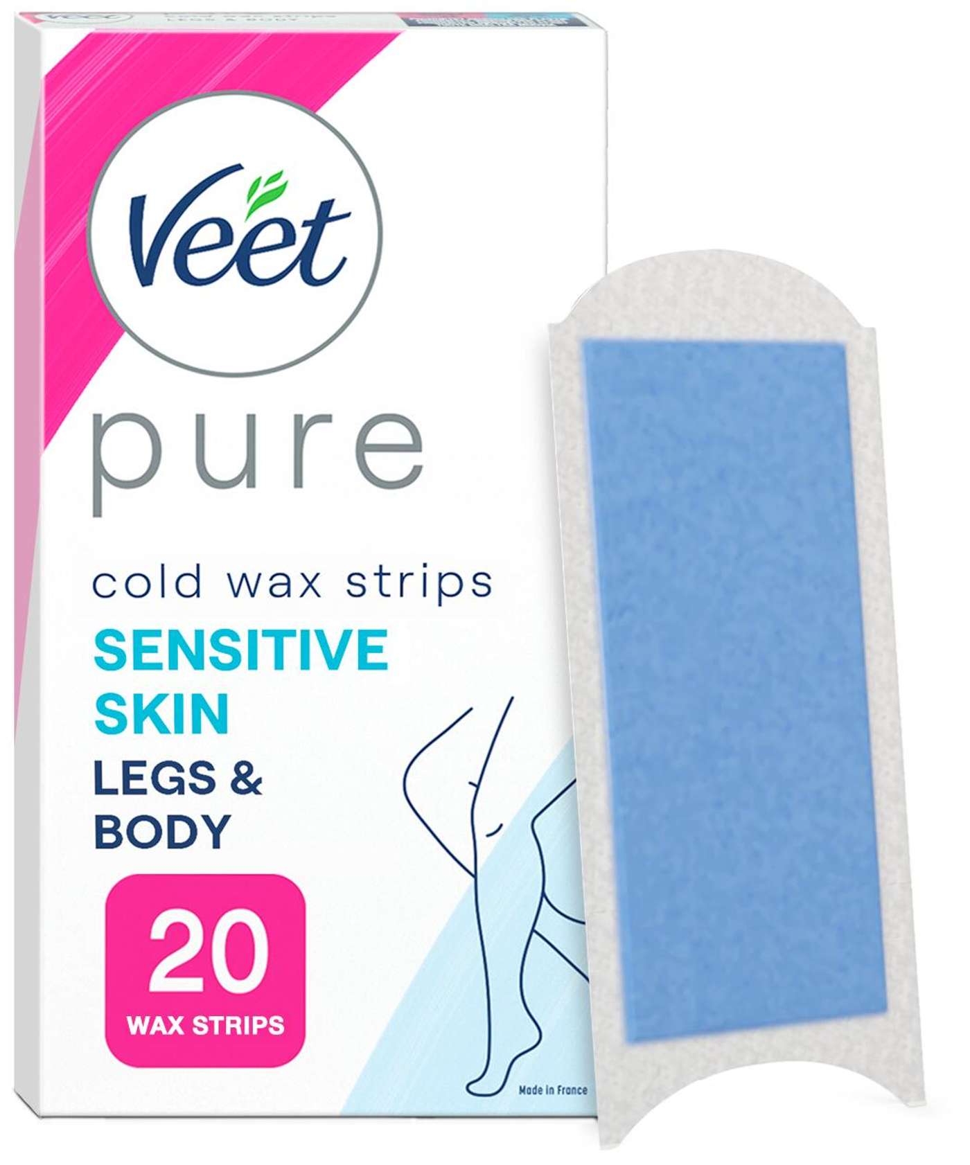 Veet Pure Холодные восковые полоски для ног Чувствительная кожа 20 шт.