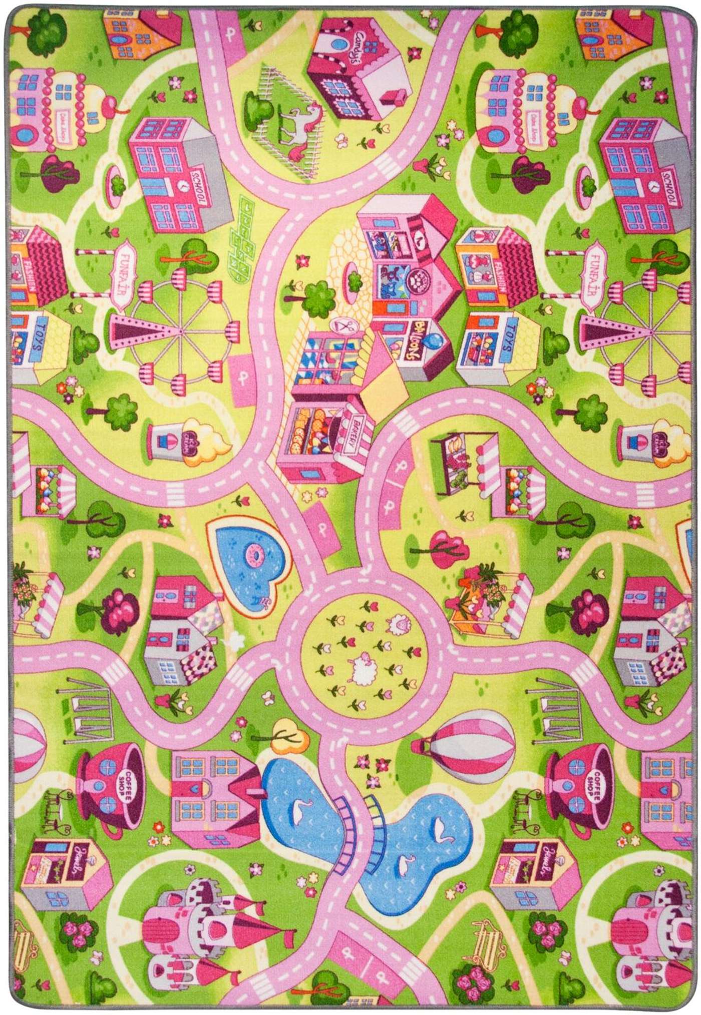 Дорожный коврик Hestia Sweet Town 95 x 133 см (цвет разноцветный розовый)