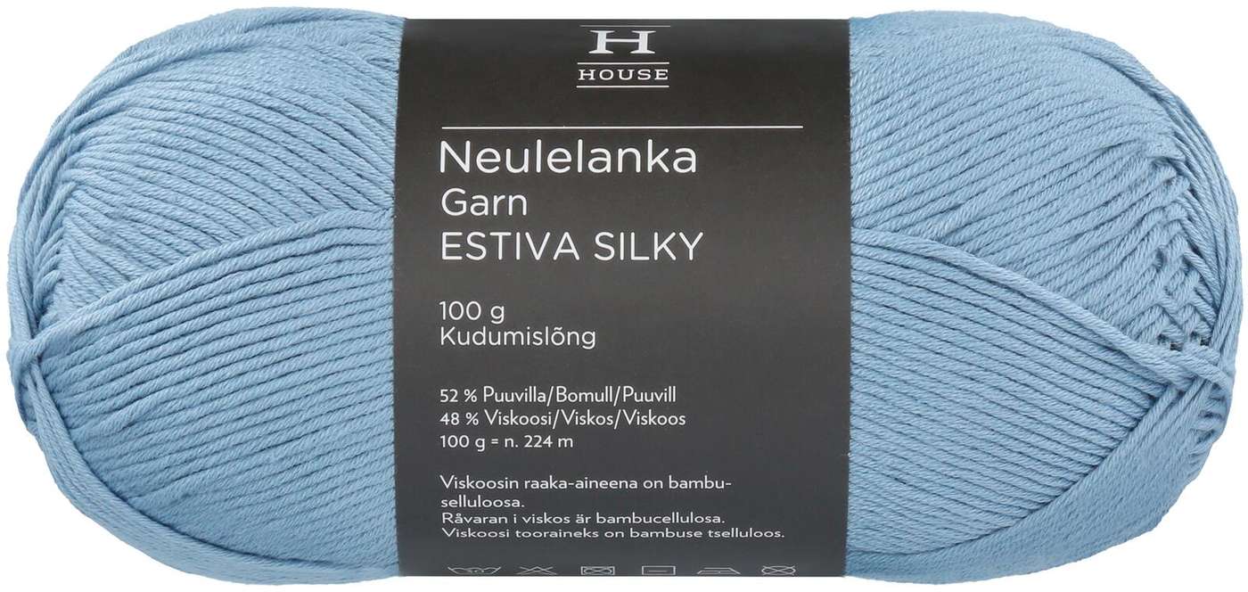 Пряжа домашняя бамбуковая смесовая вискоза-хлопок Estiva Silky 100 г Denim Blue 12408 (цвет джинсовая синяя)