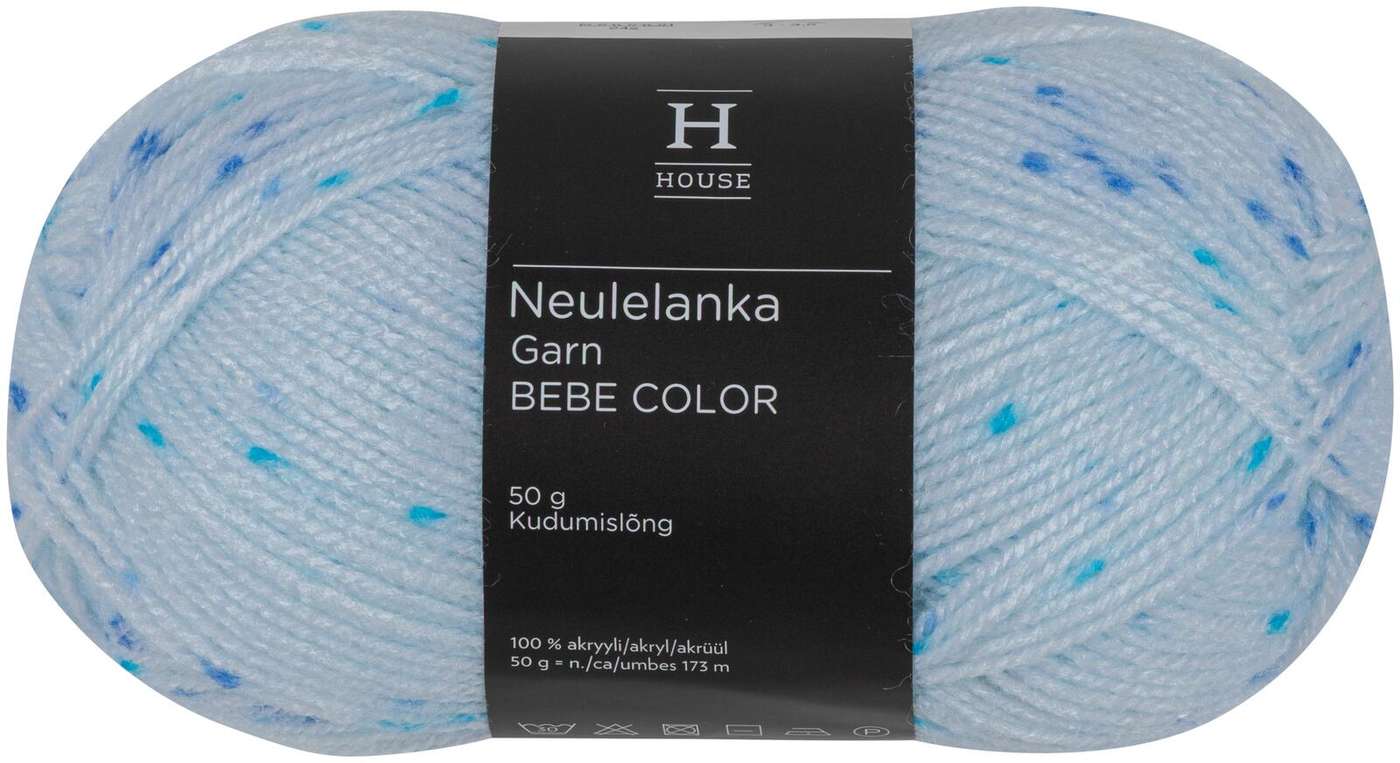 Домашняя пряжа Bebe Color 50 г голубой, белый 31301 (цвет л.синие точки / белый)