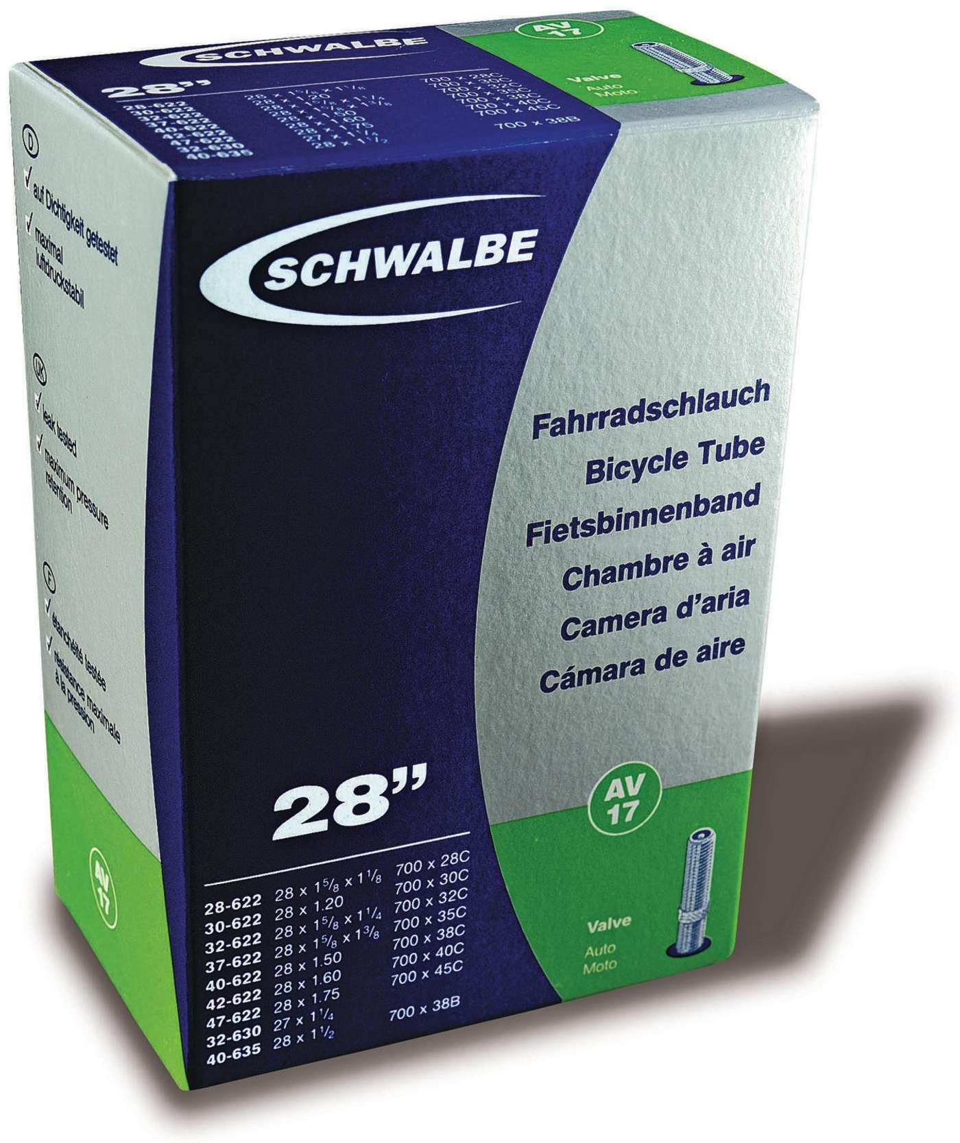 Велосипедная камера Schwalbe 28 дюймов 28 / 47-622 / 635 av17 40 мм (цвет Черный)