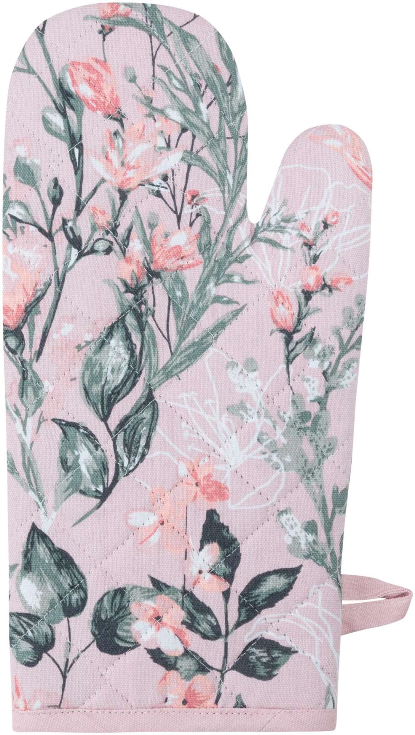 Варежка домашняя Watercolor Flowers 15х32 см, розовая (цвет светло-розовый)