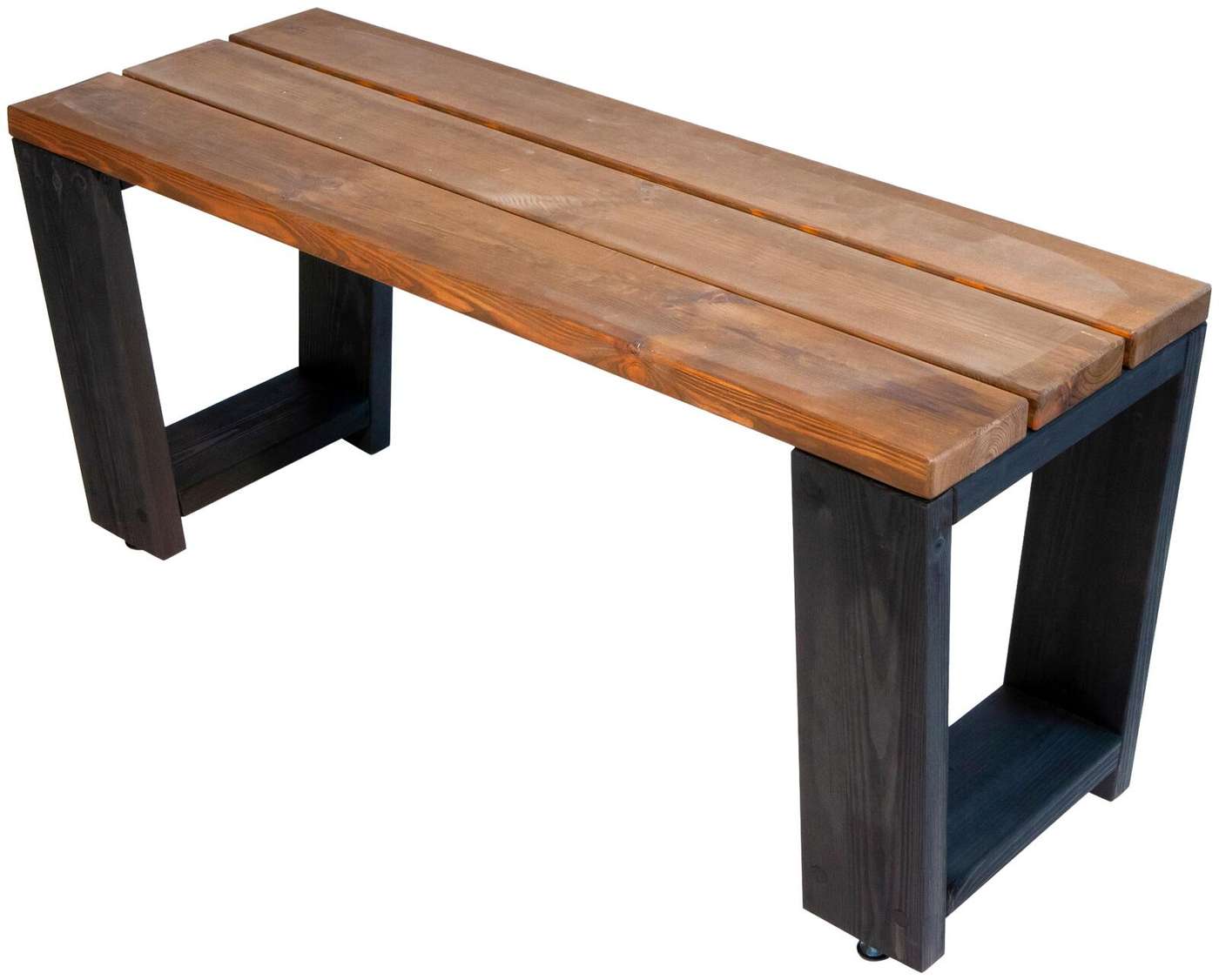 Скамейка EcoFurn® Jussi 100, сосна черная / коричневая, детали промаслены (цвет черно-коричневый)