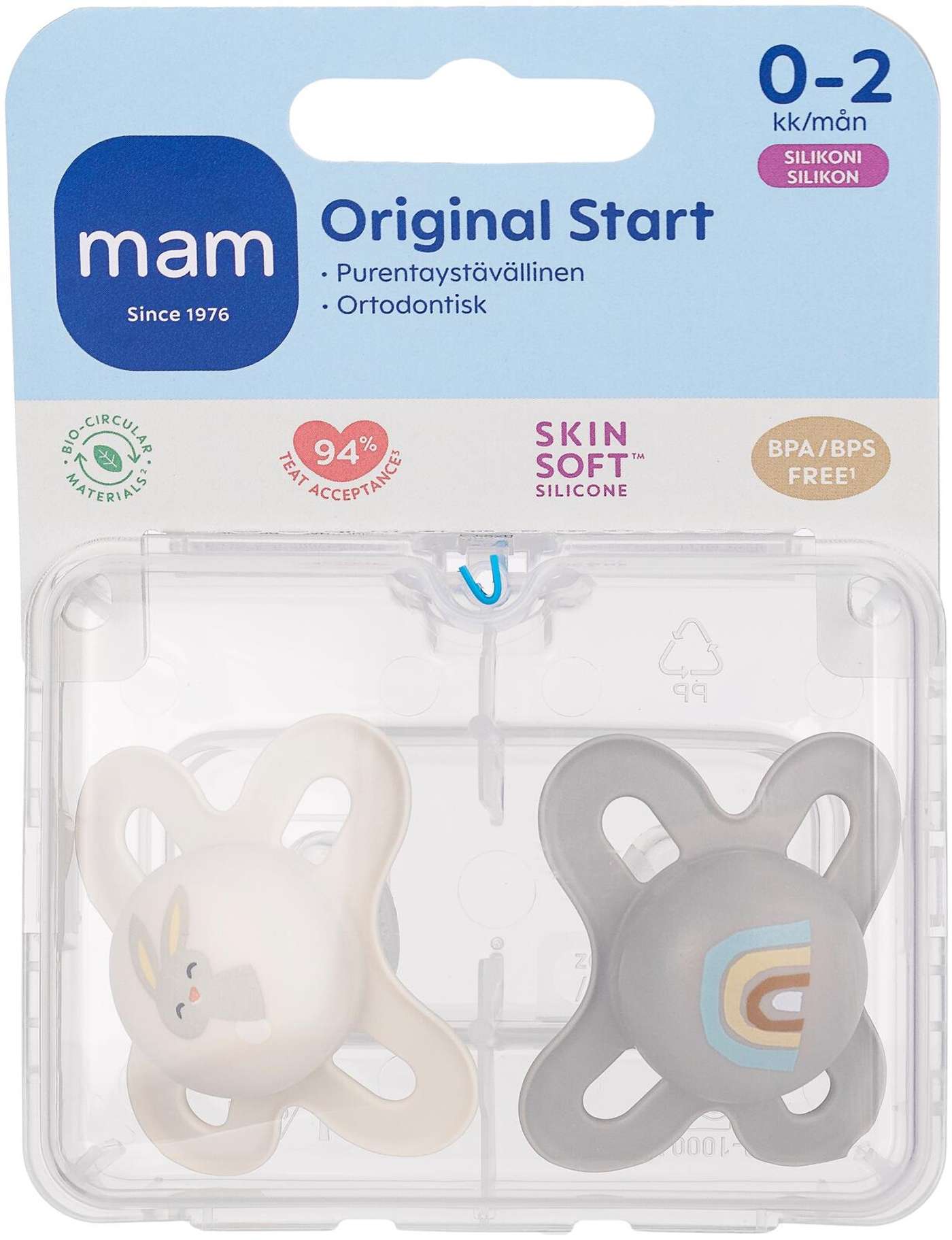 Соска MAM Start Silk, 2 шт. , силиконовая соска для детей 0-2 месяцев