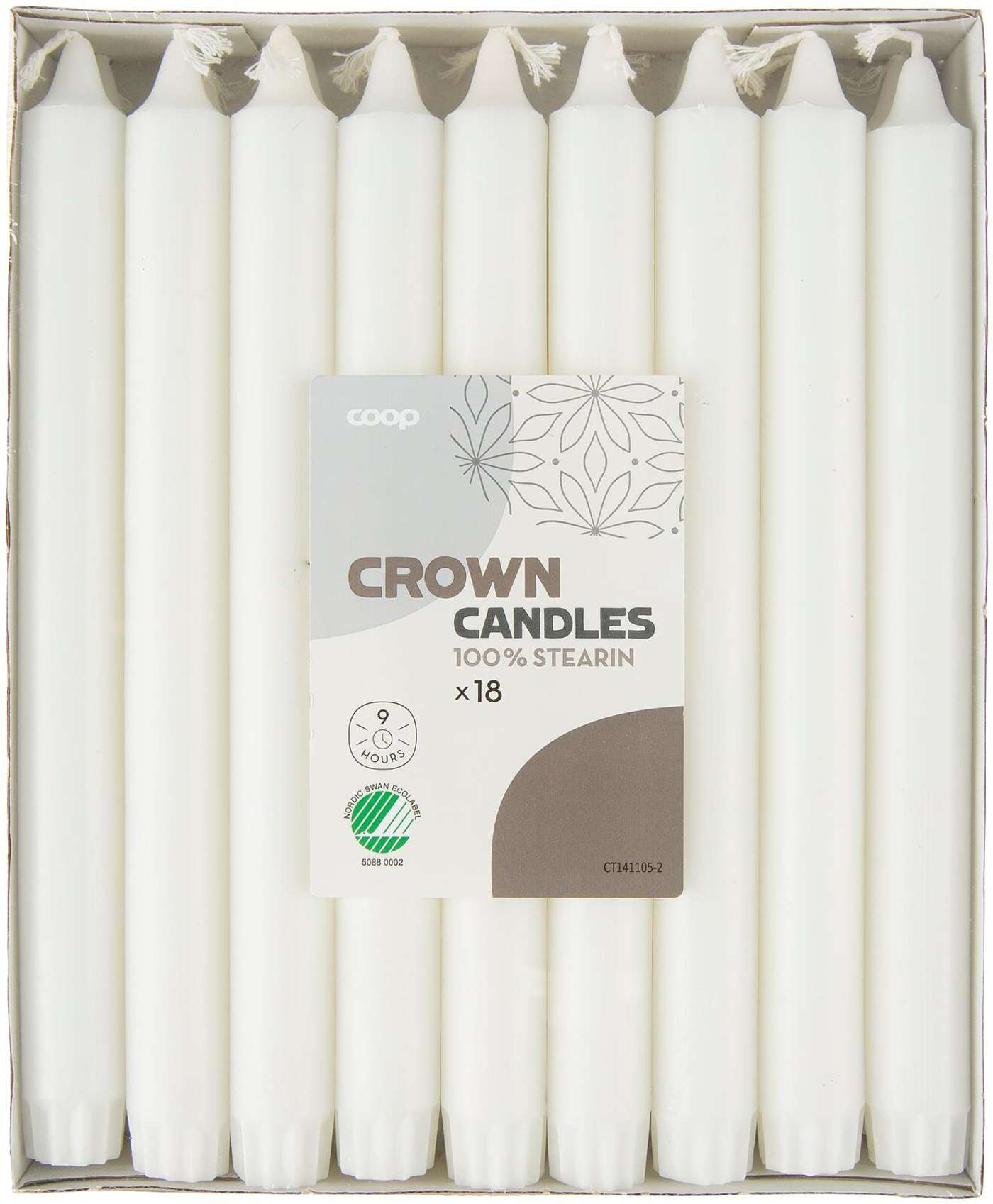 Свеча Coop Crown белая 24 см 18 шт.