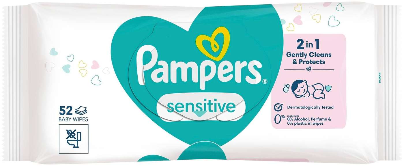 Чистящие салфетки Pampers Sensitive Baby Wipes, 52 шт.