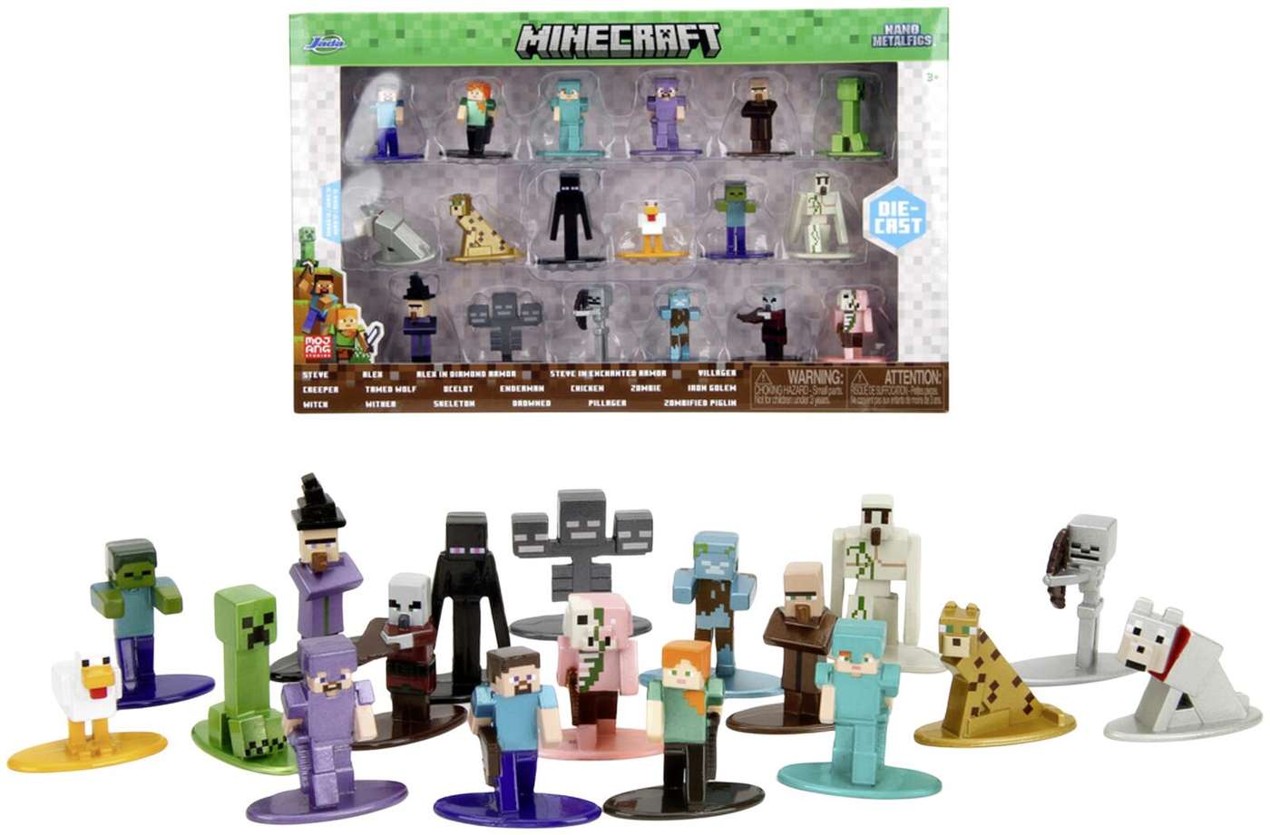 Коллекционные фигурки Jada Minecraft, 4 см, металл (литье), в упаковке 18 шт.