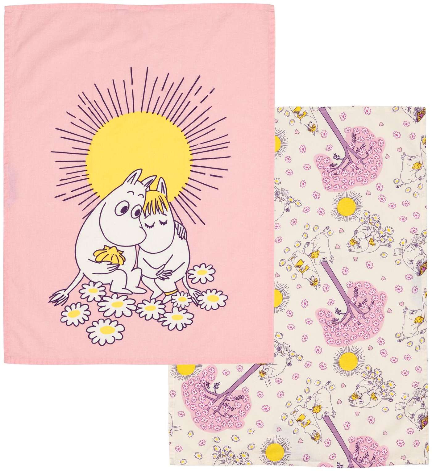Набор кухонных полотенец Moomin Arabia Муми-тролль 50х70 Шишки-сердечки GOTS (цвет розовый)
