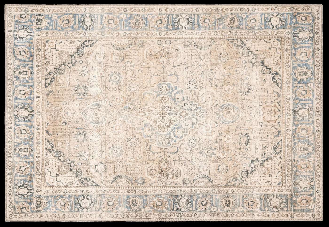 Ковер Hestia средний напольный под синель Antique 133x190 v. grey (цвет светло-серый / бежевый / синий)
