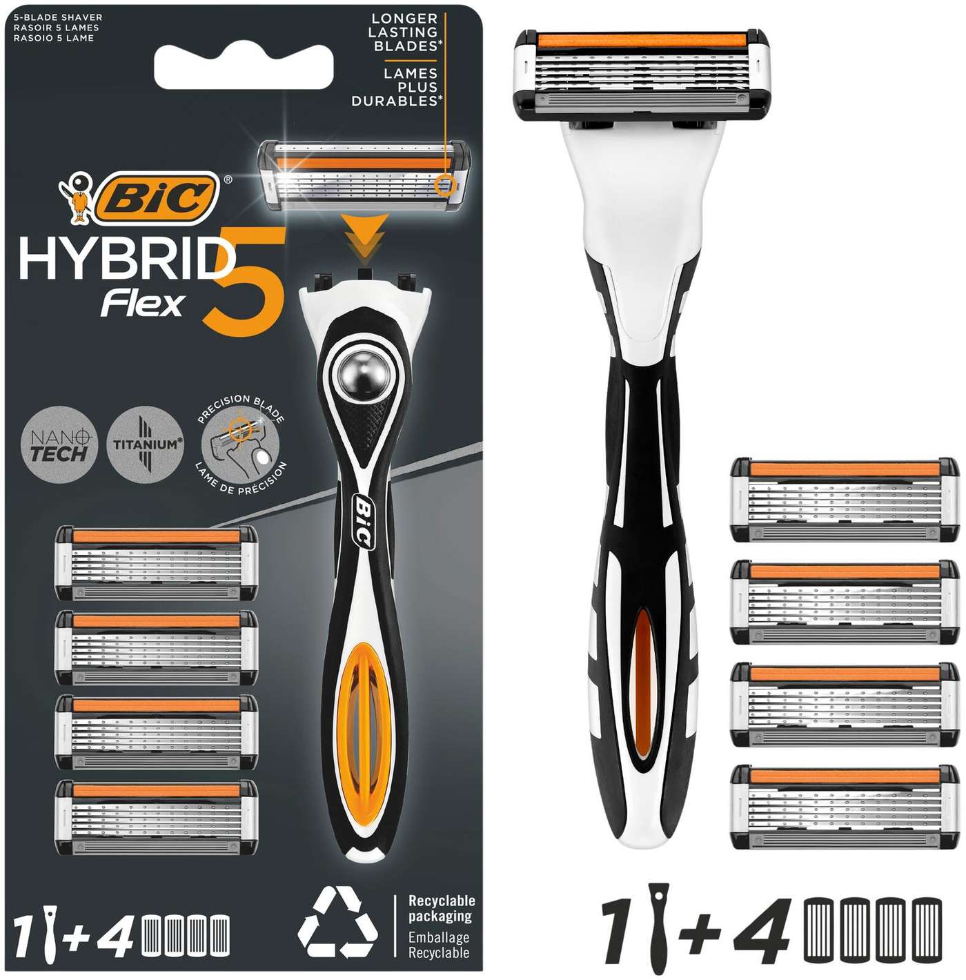 BIC Hybrid Flex 5 валов и 4 сменных лезвия