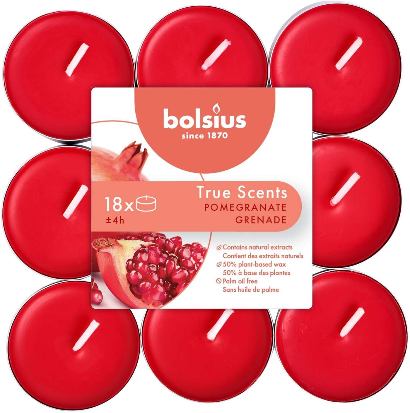 Bolsius True Scents - ароматические нагревательные свечи - Гранат - красные - 18 шт / упак. (цвет красный)