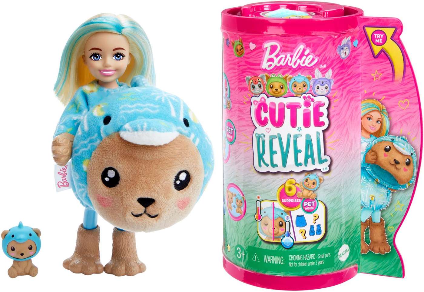 Костюм Барби Cutie Reveal Челси Кукла Милашка в костюме плюшевого мишки дельфина