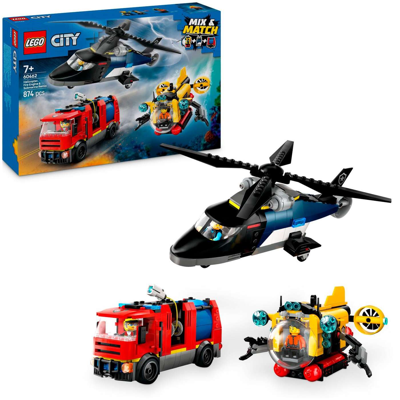 LEGO® City Great Vehicles (60462) Вертолет, пожарная машина и подводная лодка в одном