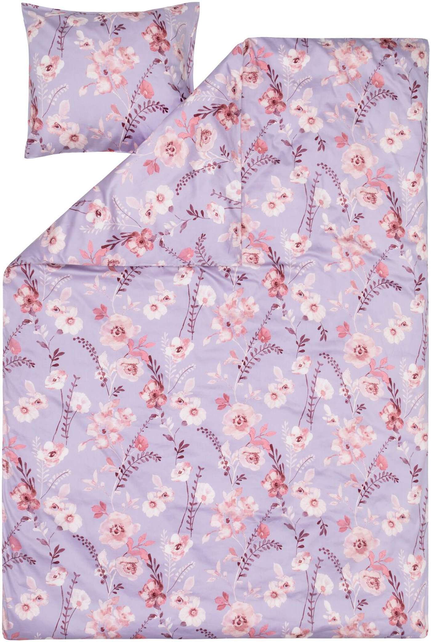 Комплект постельного белья House из сатина Watercolor Flower 150x210 см, лиловый (цвет сирень)