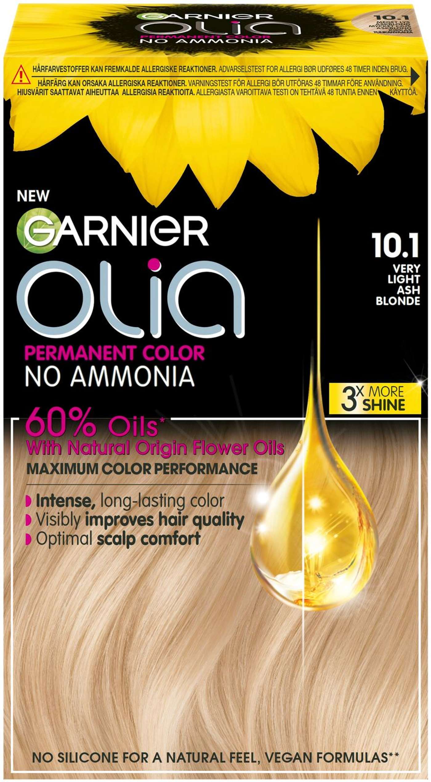 Стойкая краска Garnier Olia 10. 1 Very Light Ash Blonde 174 мл (цвет Пепельный Очень Очень Светлый)