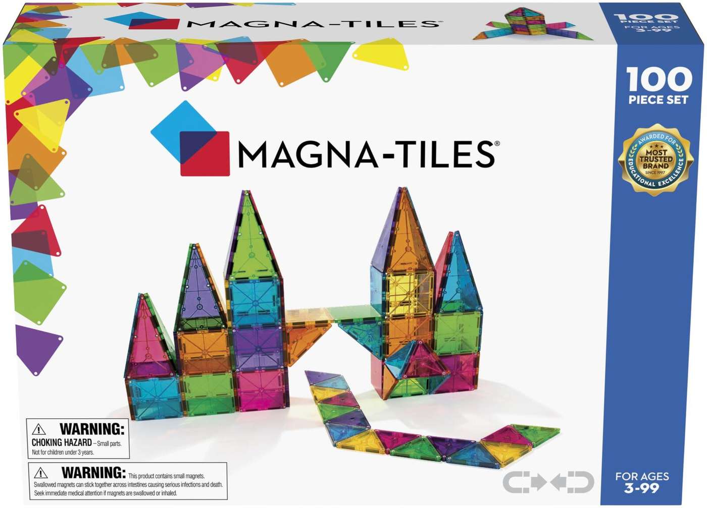 Магнитный конструктор MAGNA-TILES® Clear Colors, 100 предметов