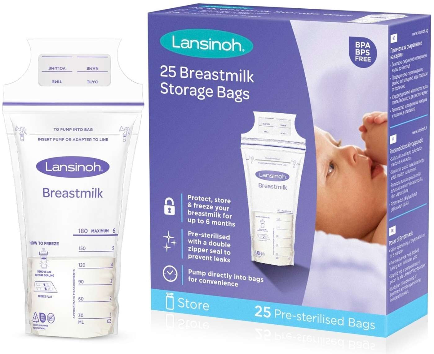 Пакеты для хранения грудного молока Lansinoh 25 шт.