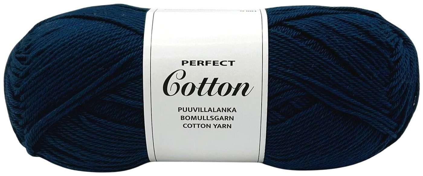 Хлопковая нить Perfect Cotton 100г темно-синего цвета. (цвет т. е. синий)