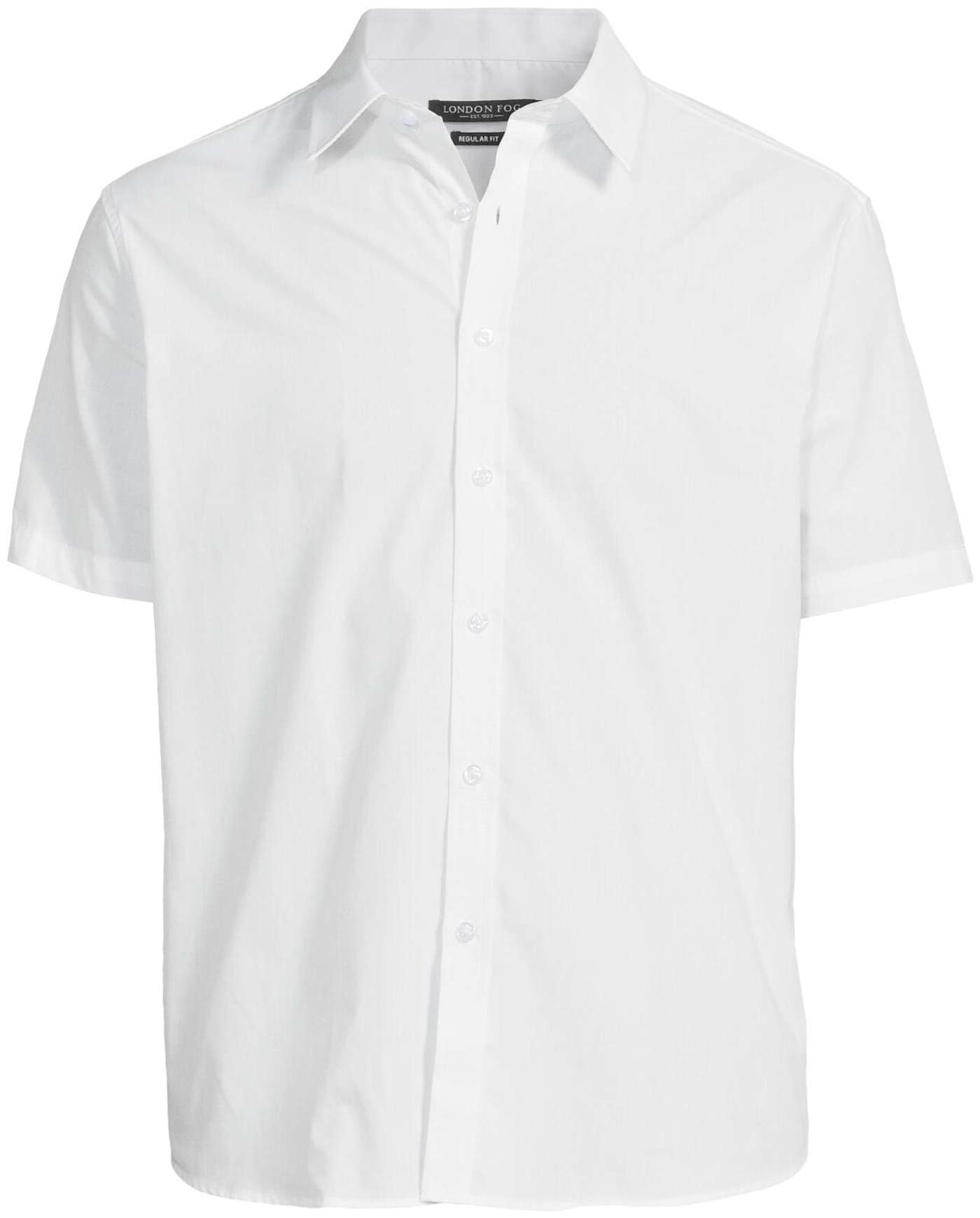 Мужская рубашка с коротким рукавом и воротником London Fog 1940LF1 Slim Fit (размер ЛСЛИМ, цвет БЕЛЫЙ)