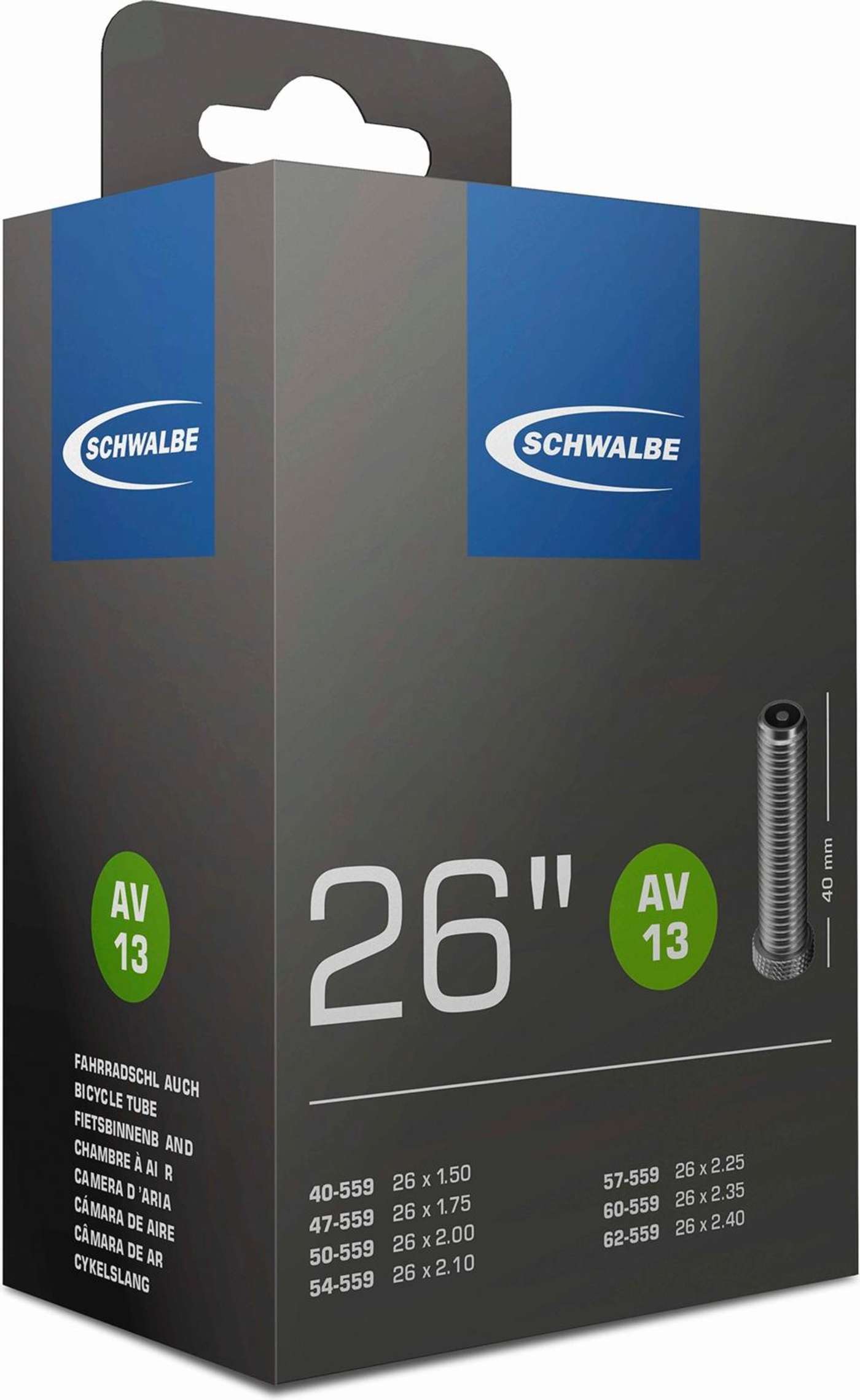 Велосипедная внутренняя покрышка Schwalbe 26 дюймов 40 / 62-559 av13 40 мм (цвет Черный)