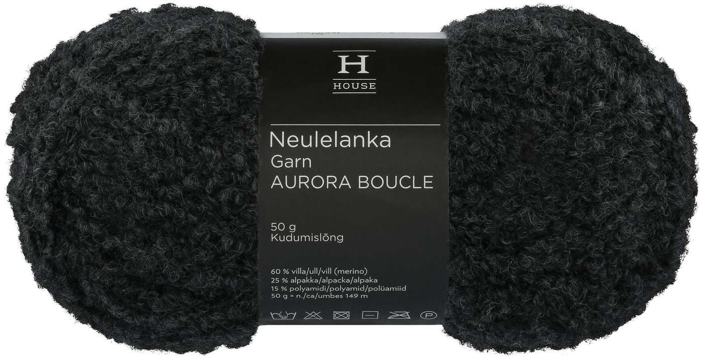Домашняя пряжа Aurora Boucle 50 г антрацит меланж 1441 (цвет антрацитовый меланж)