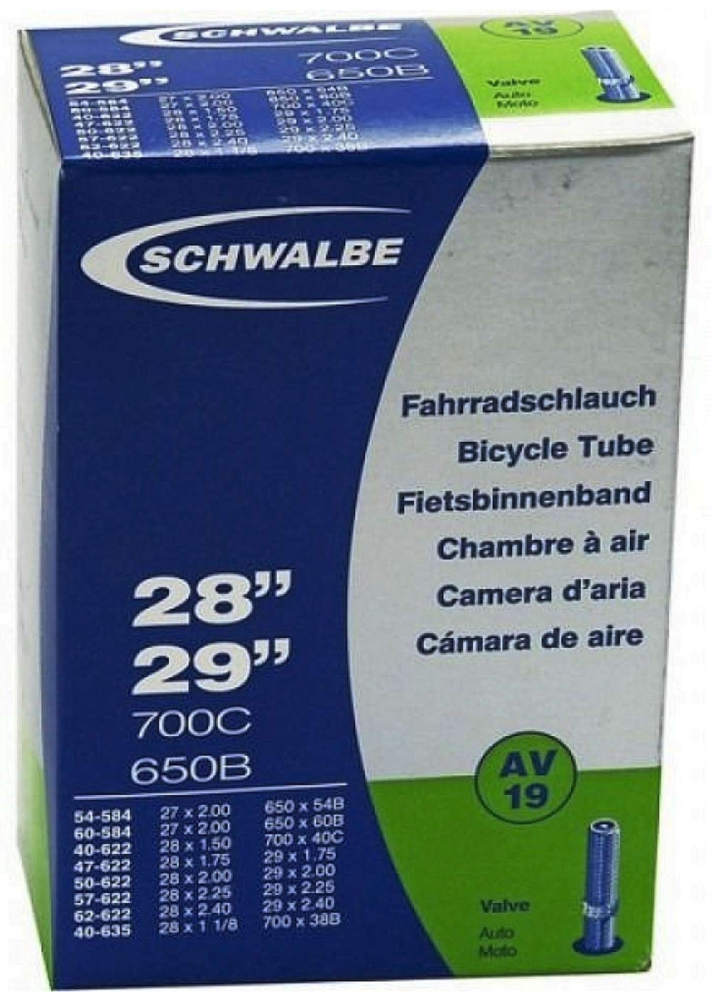 Велосипедная камера Schwalbe 28 дюймов 40 / 62-622 / 635 av19 40 мм (цвет черный)