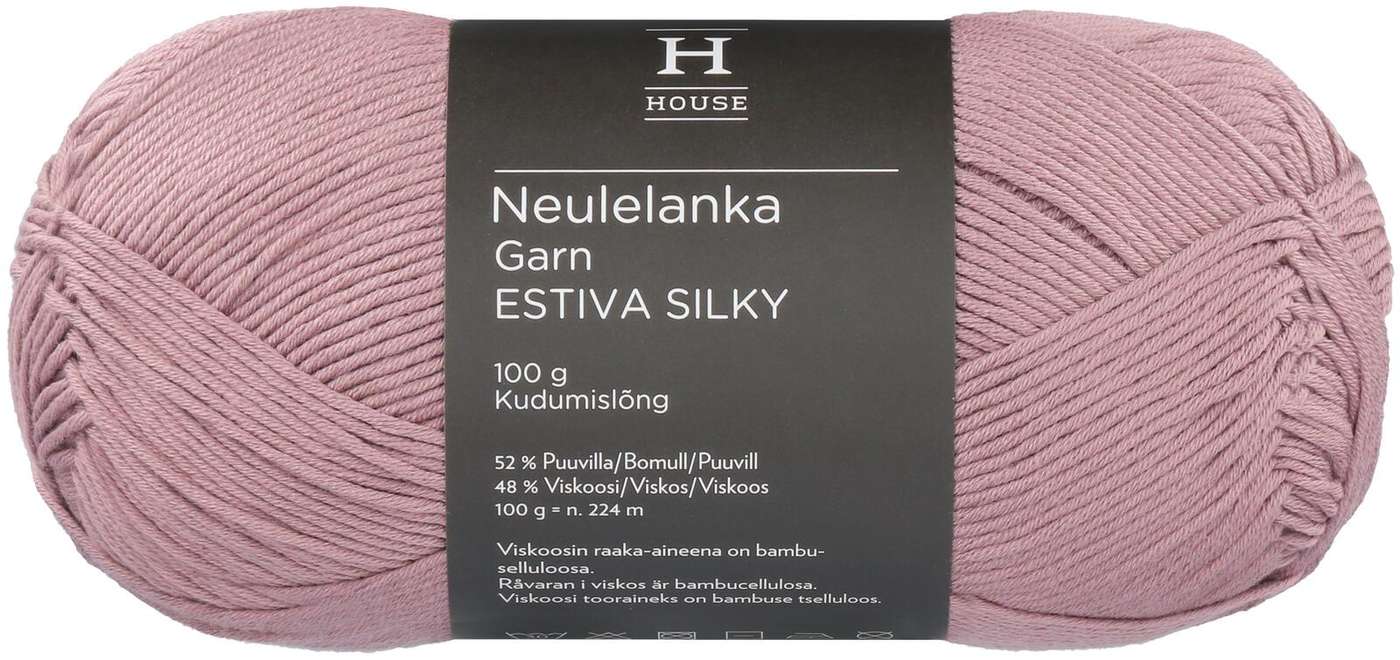Пряжа домашняя бамбуковая смесовая вискоза-хлопок Estiva Silky 100 г Dusty Rose 12928 (цвет пыльная роза)