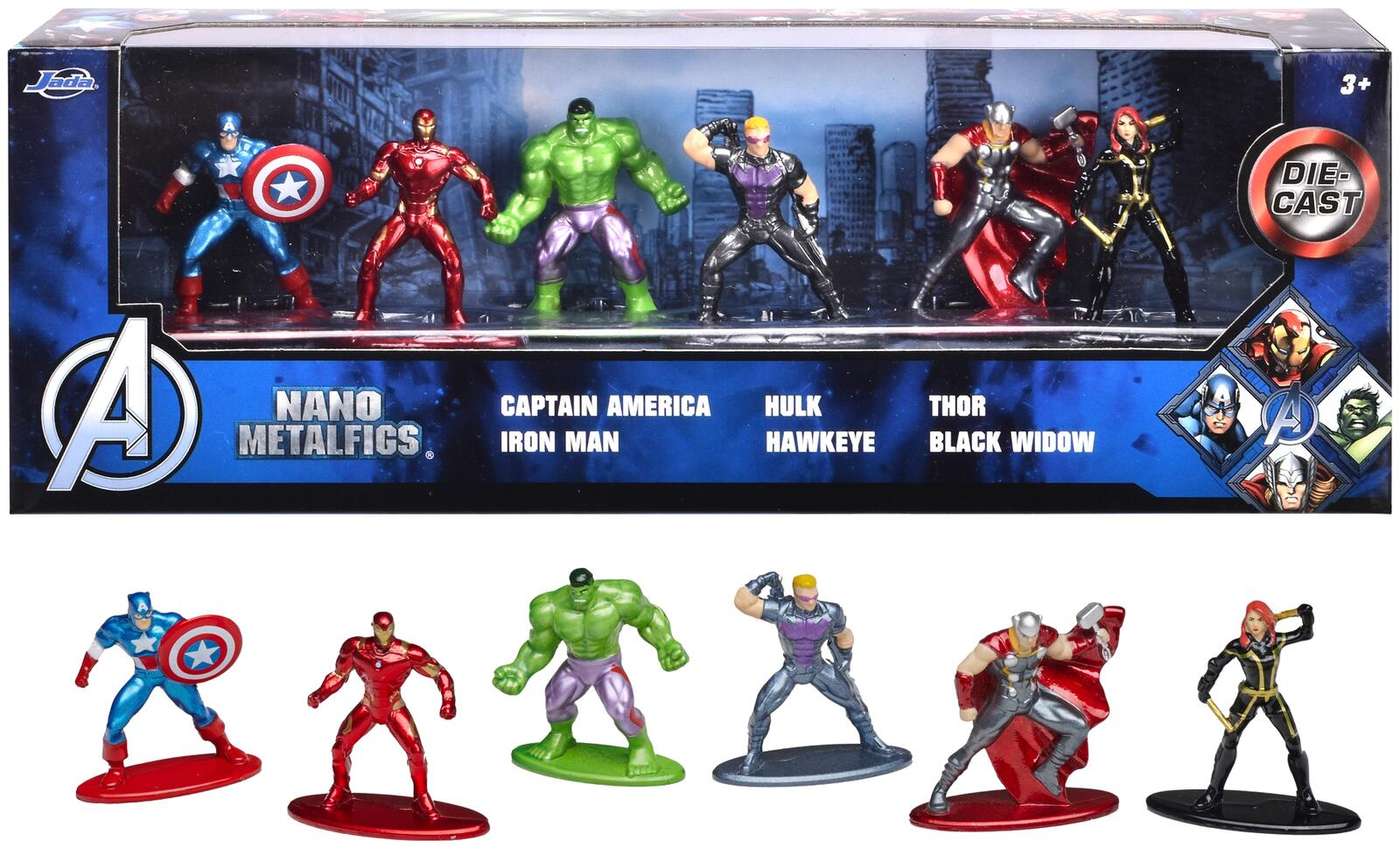 Коллекционные фигурки Jada Marvel Avengers, 4 см, металл (литье под давлением), 6 шт / упак.