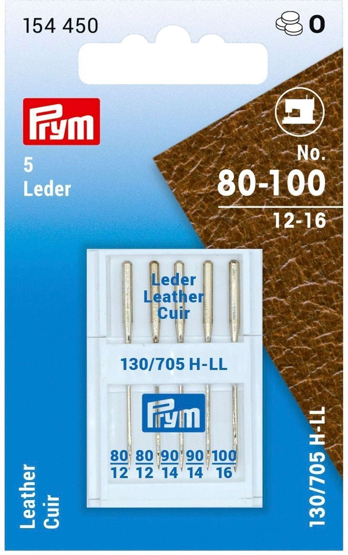 Иглы для швейных машин Prym для кожи в ассортименте 80-100 5 шт. / упак.