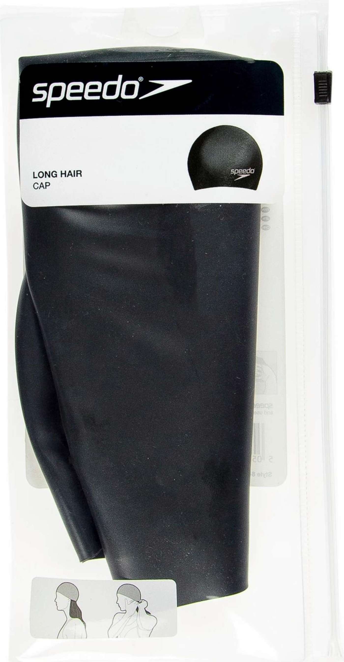 Шапочка для плавания Speedo Long Hair Cap для взрослых на длинные волосы (цвет Черный)
