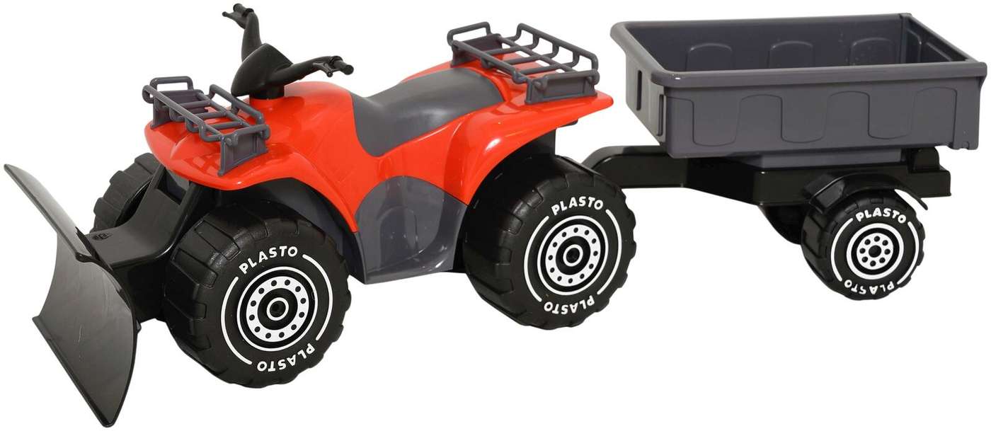 Plasto ATV с плугом и прицепом 45 см красный