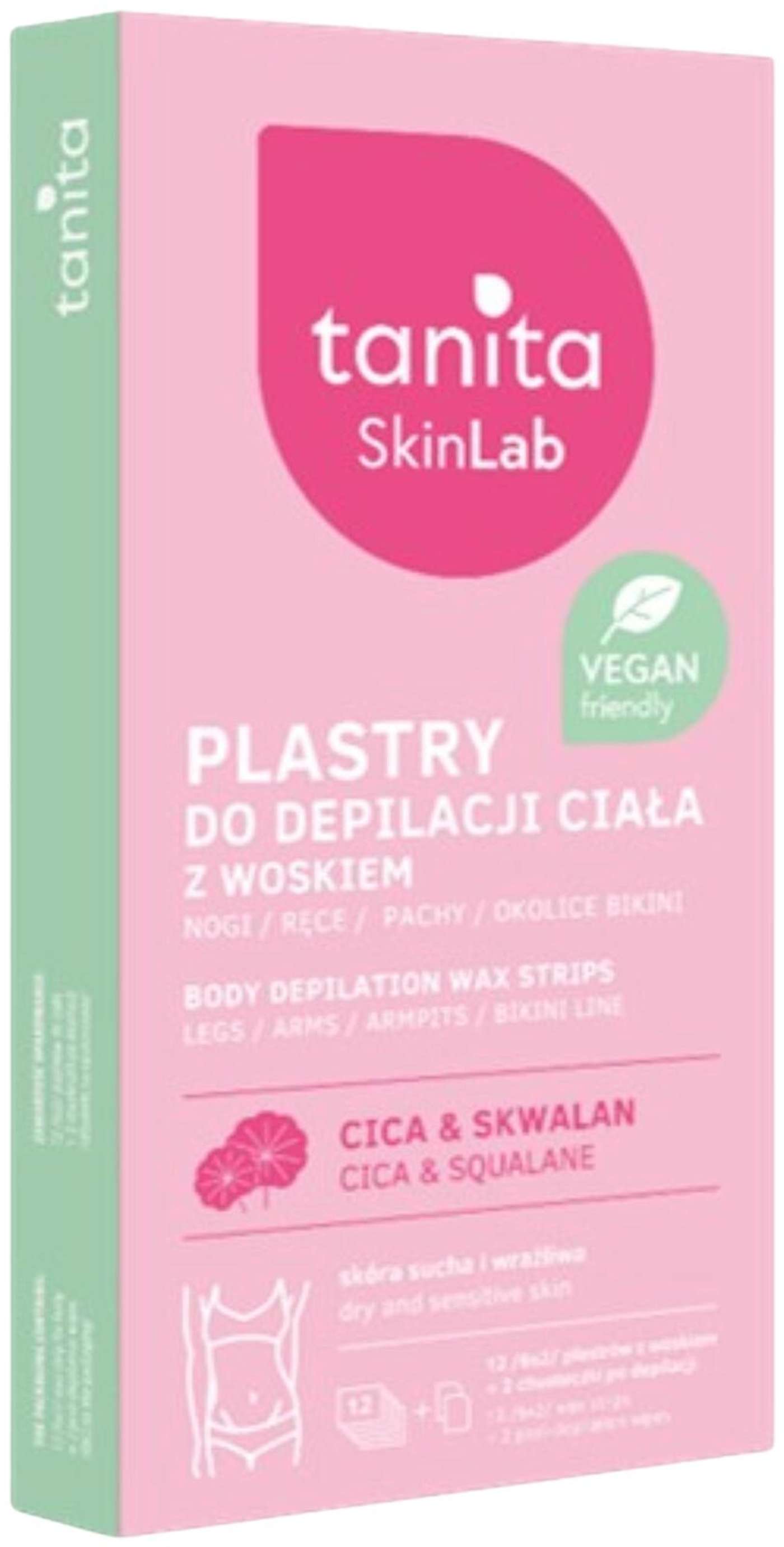 Восковые полоски для депиляции TANITA для тела Cica&Squalane Vegan 6x2шт.